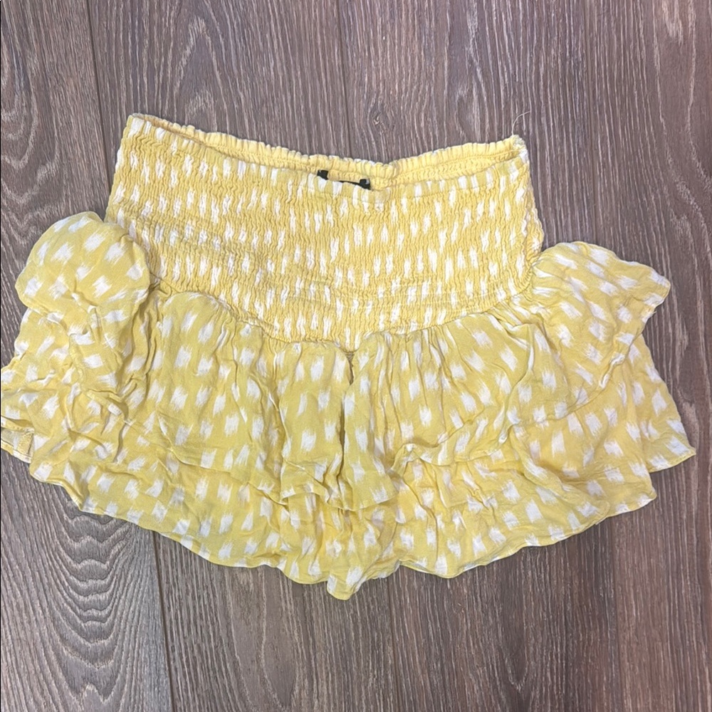 Cotton Candy Yellow Bubble Mini Skirt with Ruffles